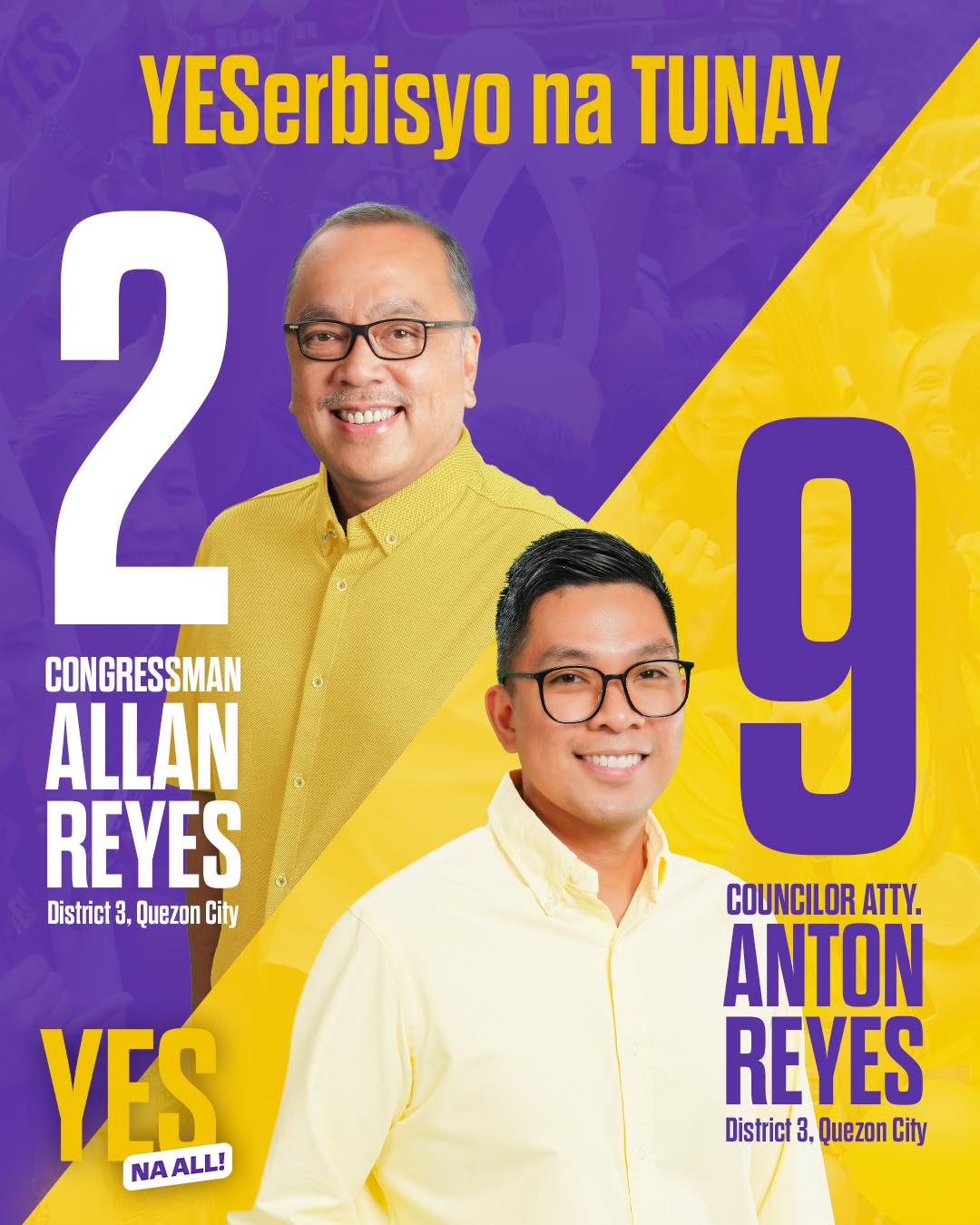 Anton Reyes and Allan Reyes Push for Continued District 3 Service with YESserbisyo na Tunay