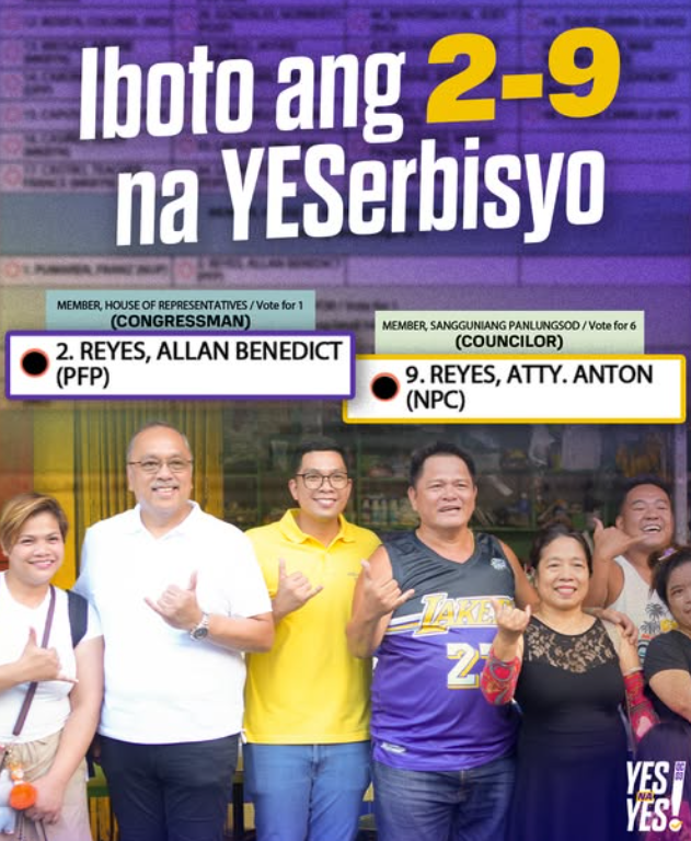 Anton Reyes and Allan Reyes Lead YESserbisyo Ballot Guide for District 3